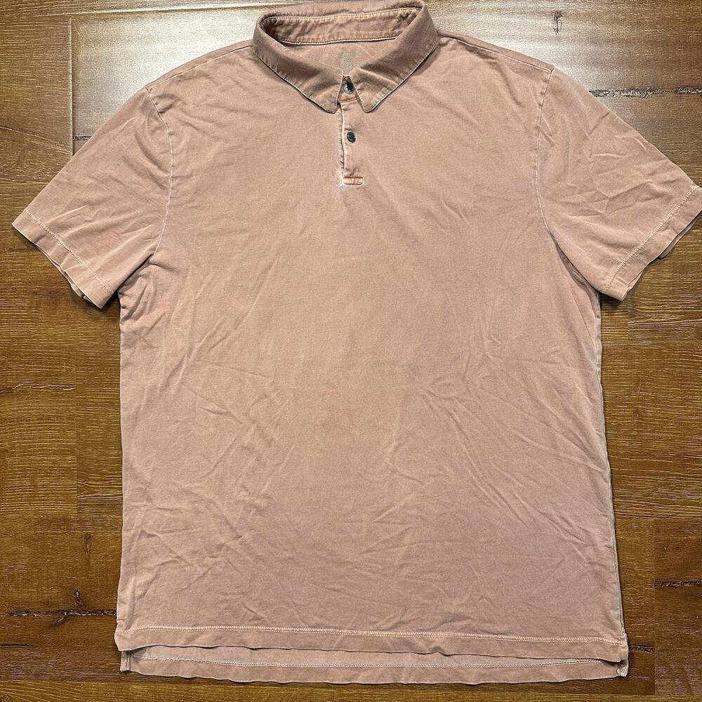Flint And Tinder Polo Shirt Mens L Orange Acid Wash Short Sleeve City Alt Retro